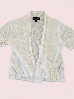 Perceptions Open Front Knit Cardigan in White Large Like New